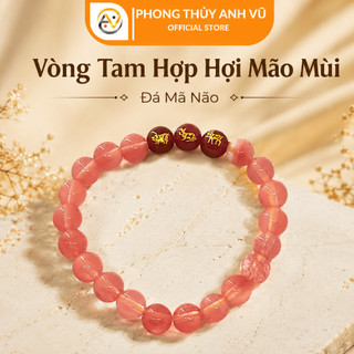 Vòng tam hợp quý thần hợi mão mùi mã não đỏ đã khai quang - hợp nữ mệnh hỏa, thổ - may mắn tài lộc