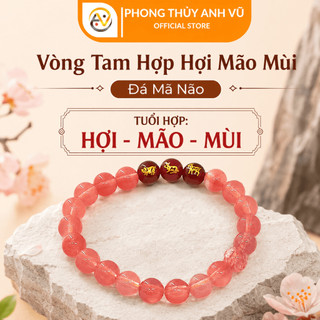 Vòng tam hợp quý thần hợi mão mùi mã não đỏ đã khai quang - hợp nữ mệnh hỏa, thổ - may mắn tài lộc