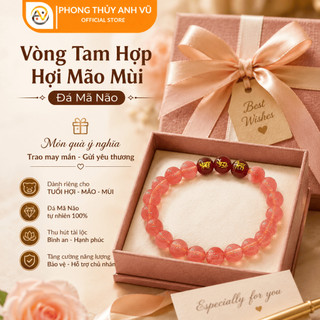 Vòng tam hợp quý thần hợi mão mùi mã não đỏ đã khai quang - hợp nữ mệnh hỏa, thổ - may mắn tài lộc