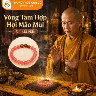 Vòng tam hợp quý thần hợi mão mùi mã não đỏ đã khai quang - hợp nữ mệnh hỏa, thổ - may mắn tài lộc