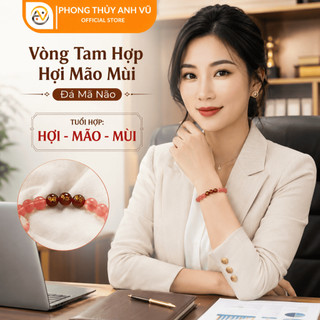 Vòng tam hợp quý thần hợi mão mùi mã não đỏ đã khai quang - hợp nữ mệnh hỏa, thổ - may mắn tài lộc