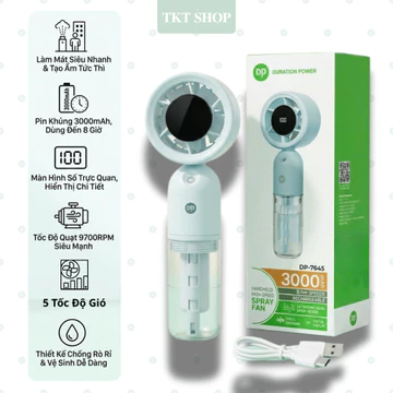 Quạt Cầm Tay Phun Sương DP-7645 3000mAh | 5 Tốc Độ Gió | Sạc Type-C | Quạt Mini Cầm Tay Có Phun Sương