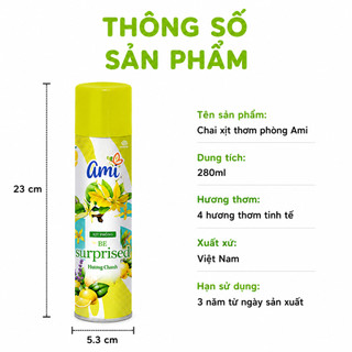 Xịt Phòng Khử Mùi Ami Hương Thơm Tự Nhiên Dễ Chịu GD262 - Chai Xịt Phòng Thơm Mát Lưu Hương Dễ Chịu