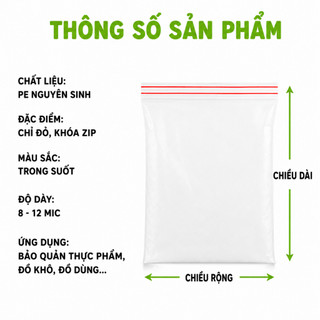 Túi Zipper Chỉ Đỏ Loại Dày Bảo Quản Thực Phẩm GD281 - Túi Nilong Zip Miết Mép Chỉ Đỏ Bảo Quản Đồ Khô