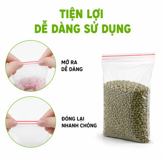 Túi Zipper Chỉ Đỏ Loại Dày Bảo Quản Thực Phẩm GD281 - Túi Nilong Zip Miết Mép Chỉ Đỏ Bảo Quản Đồ Khô