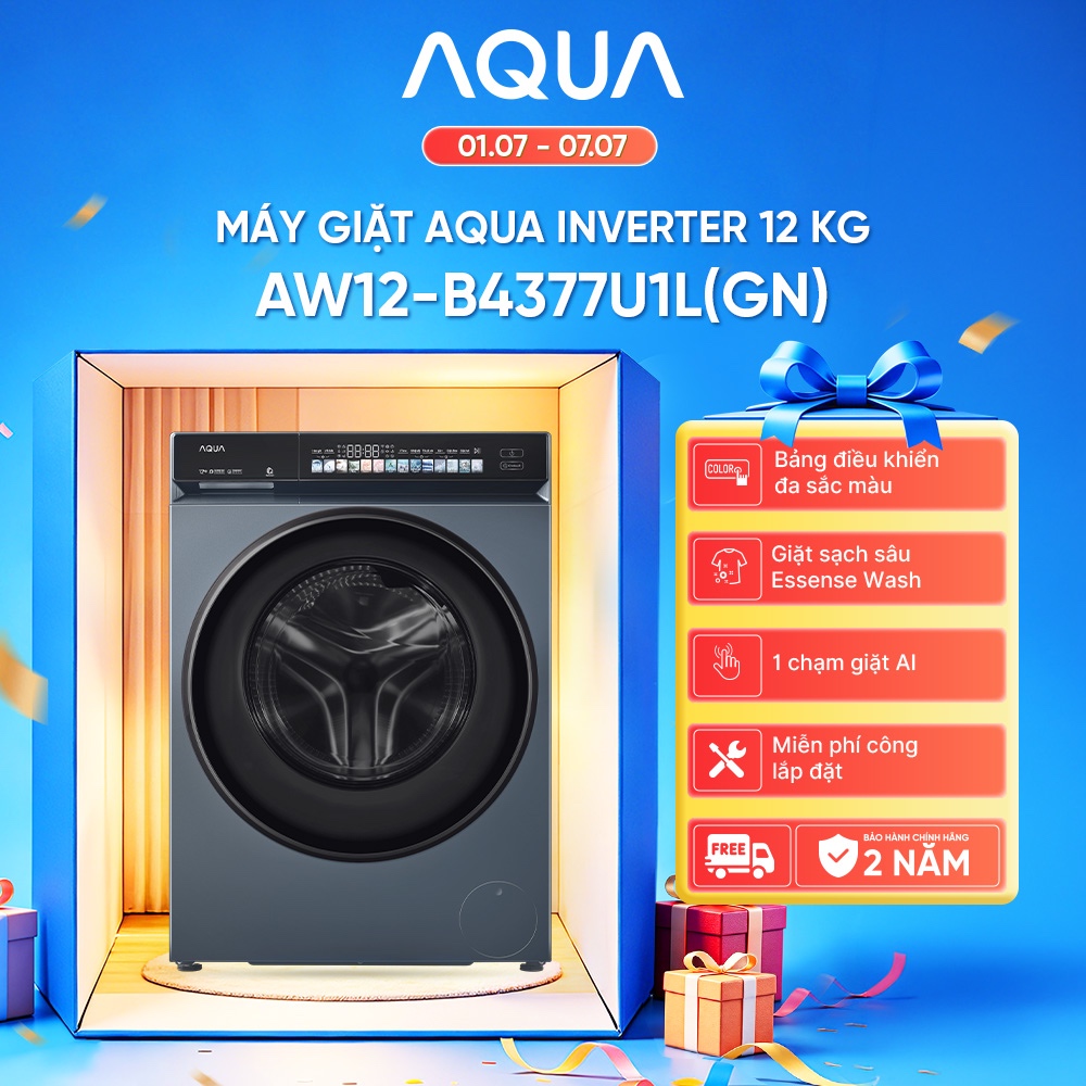 [SẢN PHẨM MỚI] Máy giặt cửa trước inverter 12kg AW12-B4377U1L(GN)- Hỗ trợ lắp đặt - Color AI 7 - Freeship toàn quốc