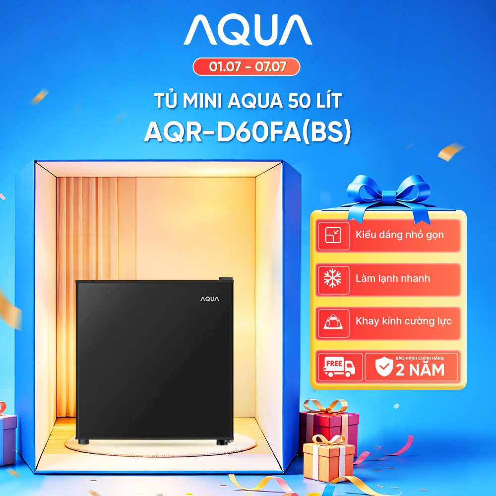 [SALE SỐC] Tủ lạnh Aqua 50 lít AQR-D60FA(BS) - Freeship toàn quốc - Bảo hành 2 năm