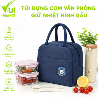 Túi Giữ Nhiệt Đựng Cơm Văn phòng Hình Gấu GD297 - Túi Đựng Hộp Cơm Giữ Nhiệt Chống Thấm Lót Bạc
