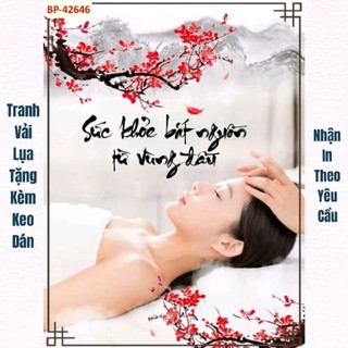 Tranh trang trí spa dưỡng sinh, decor gội đầu dưỡng sinh, tranh ngâm chân thảo dược in trên vải lụa (tặng kèm keo dán)