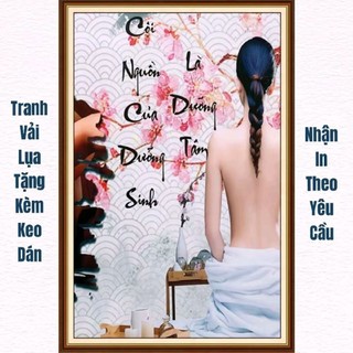 Tranh dán spa dưỡng sinh, trang trí spa gội đầu dưỡng sinh, tranh ngâm chân thảo dược in trên vải lụa (tặng kèm keo dán)