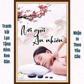 Tranh dán spa dưỡng sinh, trang trí spa gội đầu dưỡng sinh, tranh ngâm chân thảo dược in trên vải lụa (tặng kèm keo dán)