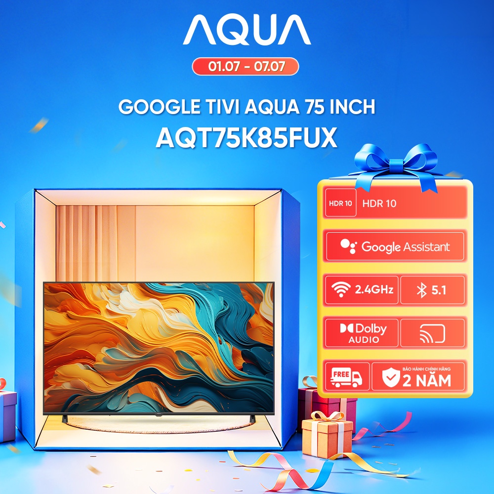 Google Tivi Aqua FHD 75 inch AQT75K85FUX- Freeship toàn quốc - Bảo hành 1 đổi 1 trong 730 ngày đối với lỗi