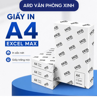 Combo 5  ram giấy photo excel max a4 70gsm 80gsm,  giấy in photocopy trắng mịn nhập khẩu