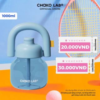 Bình Nước Nhựa Tritan ChakoLab LinLin Kettle Bell Dung Tích 1150ml, Có Dây Đeo, Ống Hút Bật Thông Minh