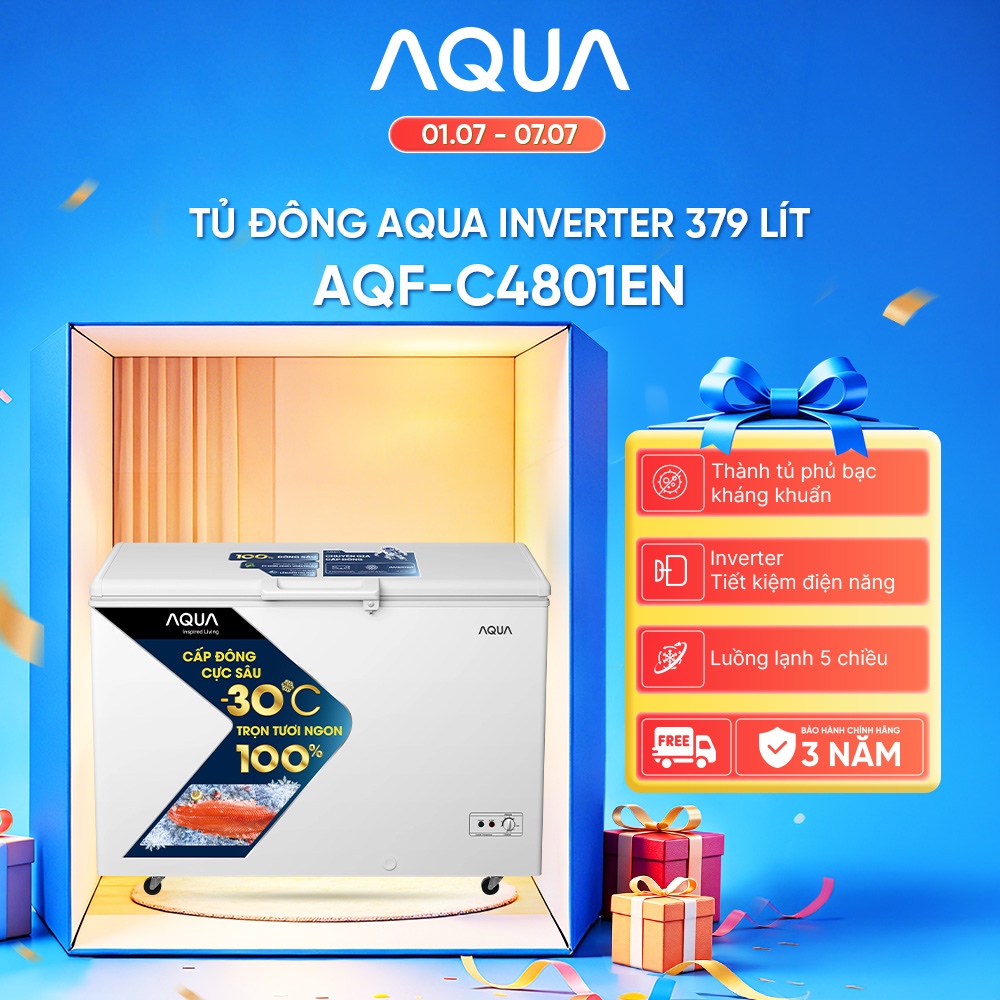 Tủ đông Aqua Inverter 379 Lít AQF-C4801EN - Hàng chính hãng