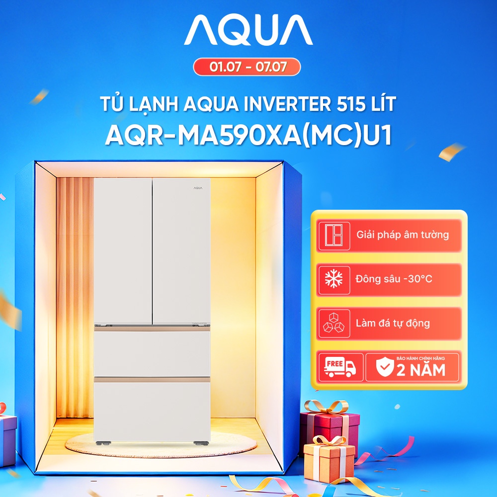 Tủ lạnh AQUA Inverter 515 lit  AQR-MA590XA(MC)U1 - Làm đá tự động - Bảo hành 2 năm