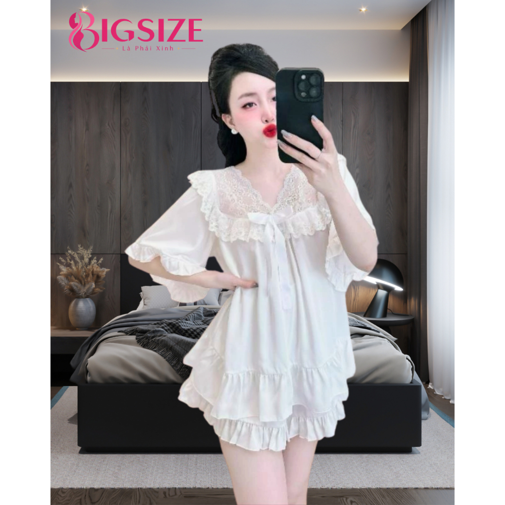 Đồ ngủ Pijama kiểu tiểu thư phối ren chất lụa Latin thời trang dành cho nữ freesize 45-90kg PJ013