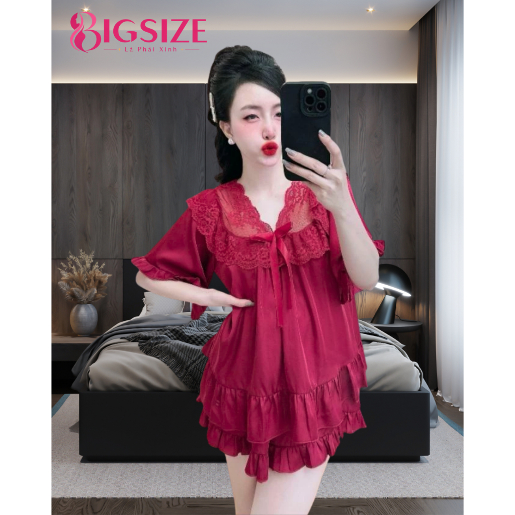 Đồ ngủ Pijama kiểu tiểu thư phối ren chất lụa Latin thời trang dành cho nữ freesize 45-90kg PJ013