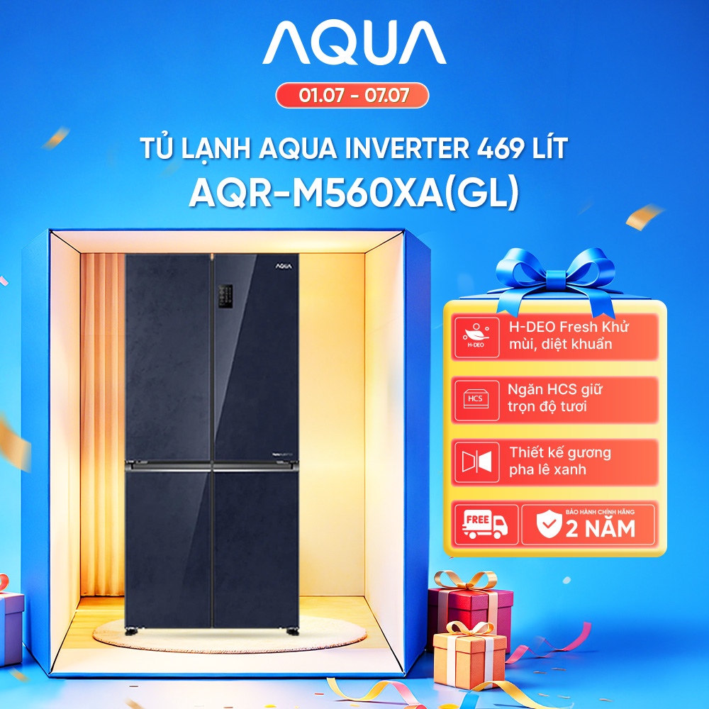 Tủ Lạnh Aqua Inverter 469 Lít AQR-M560XA(GL) - Bảo hành 2 năm - Freeship toàn quốc