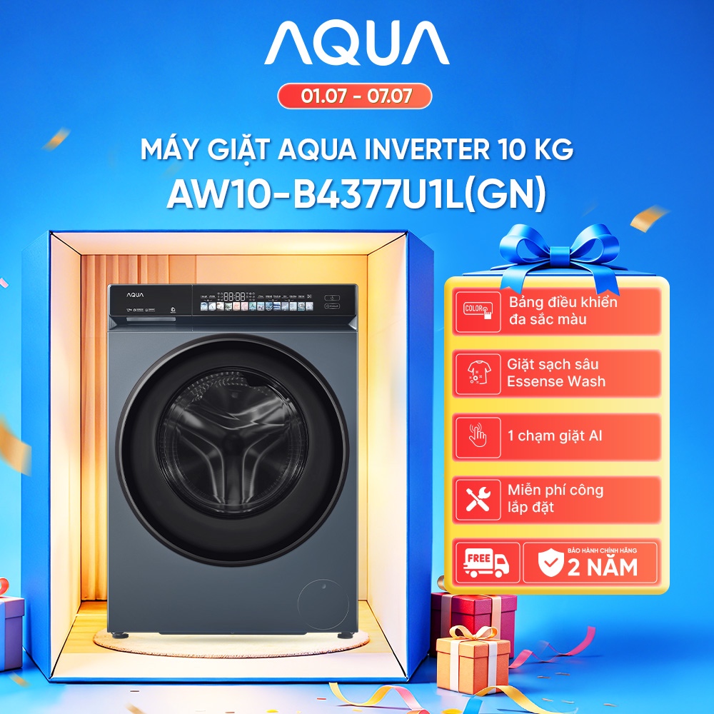 [SẢN PHẨM MỚI] Máy giặt cửa trước inverter 10kg AW10-B4377U1L(GN) - Hỗ trợ lắp đặt - Bảo hành 2 năm - Color AI 7