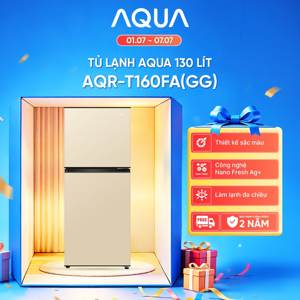 Tủ lạnh 2 cánh Aqua 130 lít ngăn đông trên AQR-T160FA(GG)