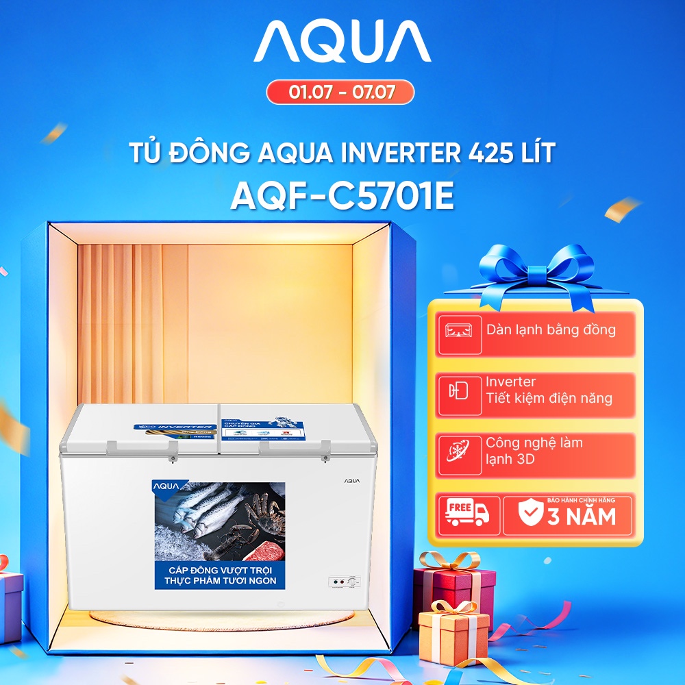 Tủ đông Aqua Inverter 425 lít AQF-C5701E - Hàng chính hãng