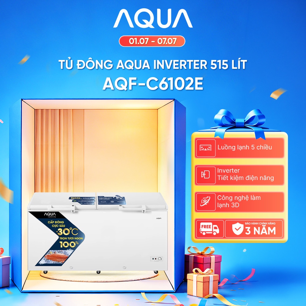 Tủ đông Aqua Inverter 515 Lít AQF-C6102E