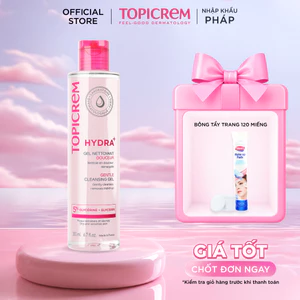 Gel rửa mặt không chứa xà phòng dành cho da khô và nhạy cảm TOPICREM HYDRA+ GENTLE CLEANSING GEL 200ML