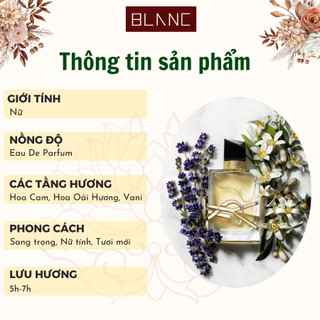 Nước Hoa Nữ Chiết L.i.b.re. EDP BLANC PERFUME, Dầu Thơm Hương Cam Chanh, Sang Trọng, Tươi Mới, Cá Tính