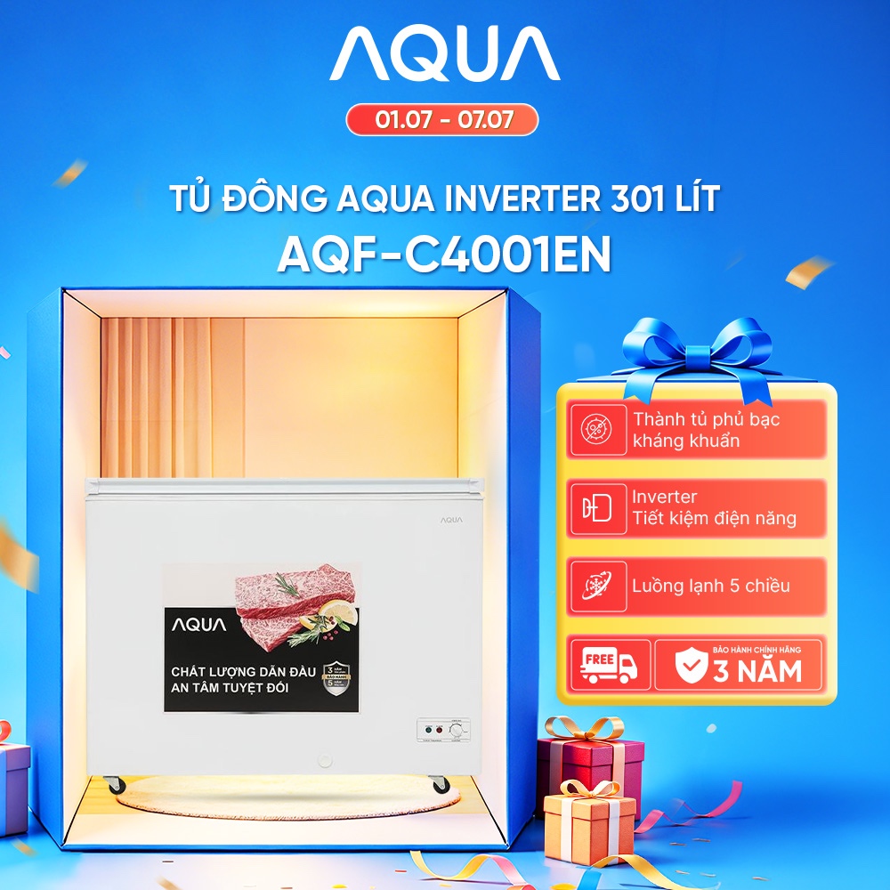 Tủ đông Aqua Inverter 301 lít AQF-C4001EN - Freeship toàn quốc