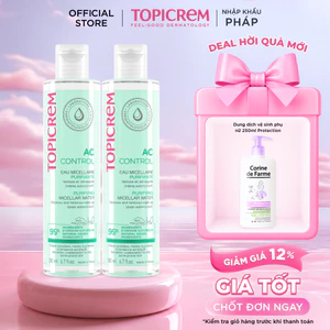 COMBO 2 Nước tẩy trang dành cho da dầu mụn TOPICREM AC CONTROL PURIFYING MICELLAR WATER 200ML