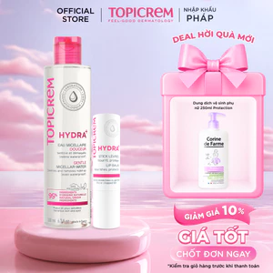 Combo nước tẩy trang Topicrem Hydra+ Gentle Micellar Water 200ml và son dưỡng môi Topicrem Hydra+ Lip Balm 4g