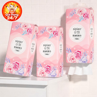 Combo 5-10 Bịch Khăn Giấy Rút Treo Tường 4 Lớp 1000 Tờ Ít Xơ Bụi - Sipiao Tặng Kèm Móc Dán Tường