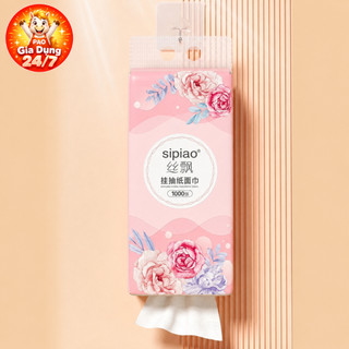Combo 5-10 Bịch Khăn Giấy Rút Treo Tường 4 Lớp 1000 Tờ Ít Xơ Bụi - Sipiao Tặng Kèm Móc Dán Tường
