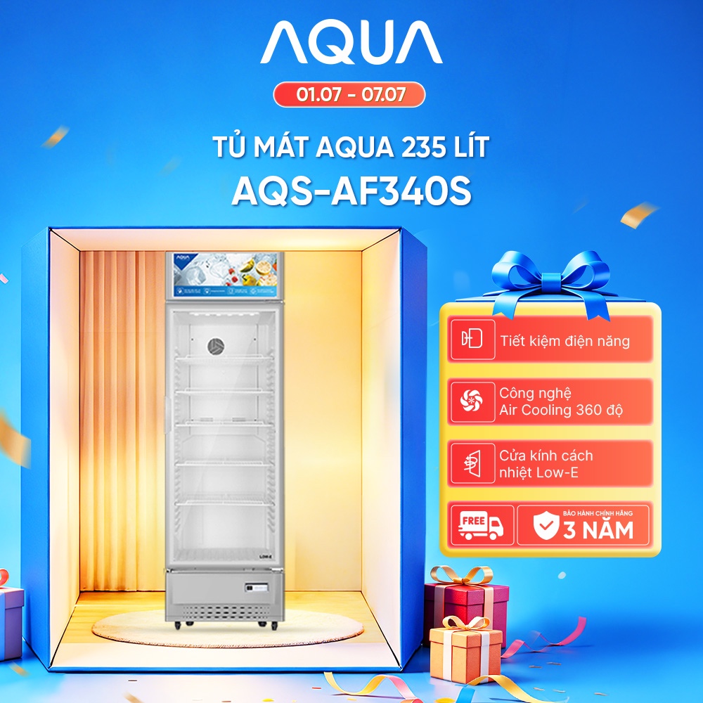 Tủ mát Aqua 235 Lít AQS-AF340S - Freeship toàn quốc
