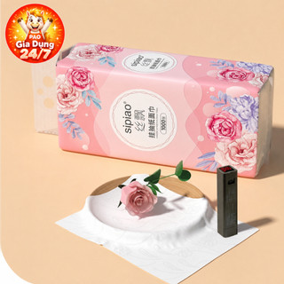 Combo 5-10 Bịch Khăn Giấy Rút Treo Tường 4 Lớp 1000 Tờ Ít Xơ Bụi - Sipiao Tặng Kèm Móc Dán Tường