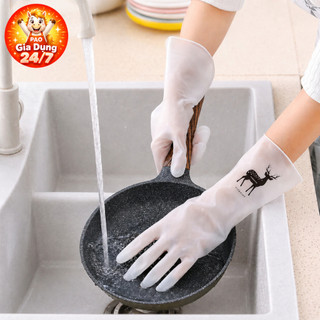 Combo 5 Găng Tay Rửa Bát Chén Cao Su Con Hươu Chống Thấm Nước Dẻo Dai - Bảo Vệ Da Tay