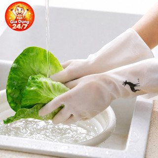 Combo 5 Găng Tay Rửa Bát Chén Cao Su Con Hươu Chống Thấm Nước Dẻo Dai - Bảo Vệ Da Tay