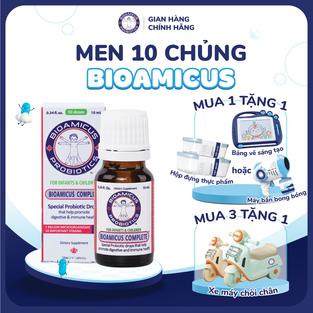 [Quà Hot] BioAmicus Complete 10 Chủng hỗ trợ cải thiện hệ vi sinh đường ruột - Men Vi Sinh Cho Bé