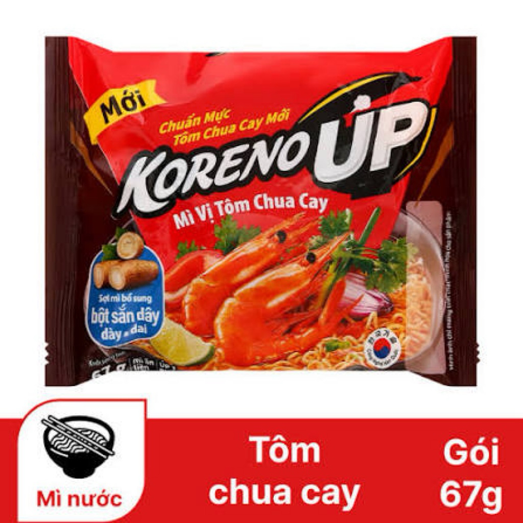 Gói Mì Koreno Up Vị Tôm Chua Cay 67 Gam Ngon Sợi Dai, Vị Hàn Quốc | Hàng Chính Hãng Paldo Lan Food Store