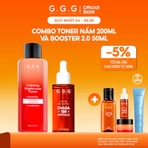 COMBO Hỗ Trợ Dịu Da, Dưỡng & Dưỡng Da Khỏe - G.G.G Toner Nấm Dịu Da 200ml & Booster Nấm Chaga 50ml