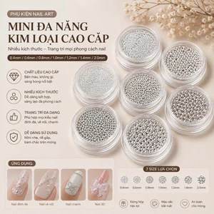 Bi Thép Nail Mini Trang Trí Móng Cao Cấp 0.4–2.0mm – Hạt Bi Kim Loại Đính Móng Nail Art Màu Bạc NC15