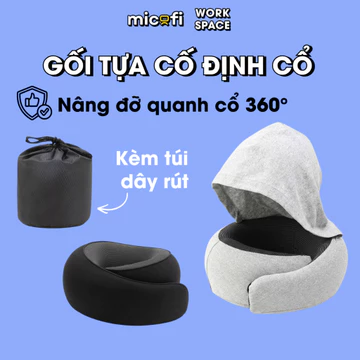 Gối chữ U Kê Cổ Micofi Gối Kê Cổ Ngủ Trên Xe Ô Tô Đi Máy Bay, Gối Tựa Kẹp Cổ Công Thái Học, Cao Su Non Chống Đau Vai Gáy