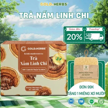 [Hàng cty] Trà nấm linh chi GoldzHerbs, 100% nấm linh chi thuần tự nhiên - Hộp 15 gói/ 30 gói x 2g
