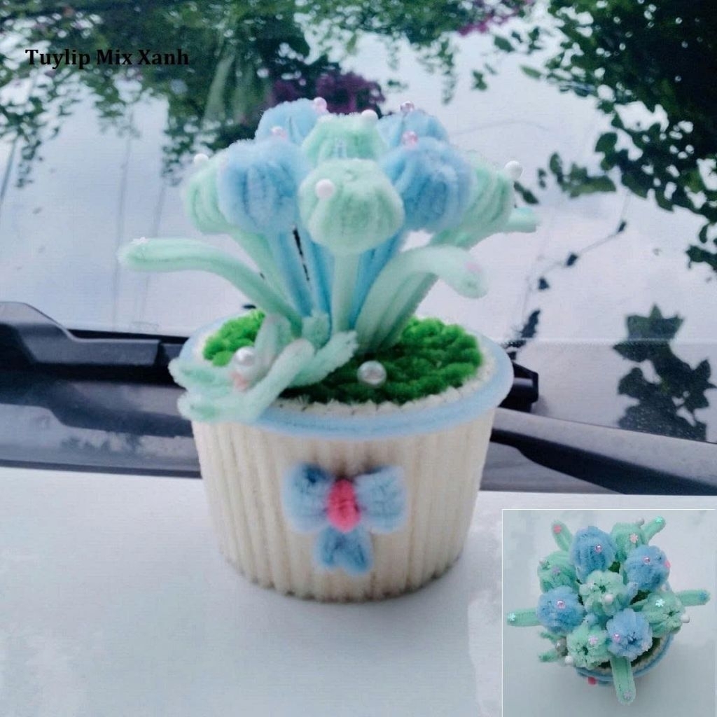 Tuylip, Chậu Hoa Tuylip Kẽm Nhung, Handmade, Chậu Hoa Để Bàn, Chậu Hoa Mini, Trang Trí, Decor, Làm Quà Tặng Ngày Lễ