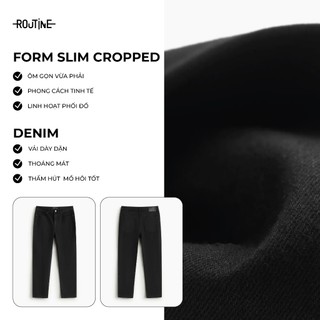 [🔥HOT] Quần Jeans Nam Đen Trơn Form Slim Cropped - Routine 10S25DPA108C