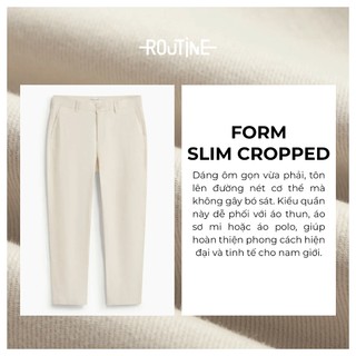 Quần Kaki Nam Cotton Trơn Form Slim Cropped - Routine 10S25PCA015