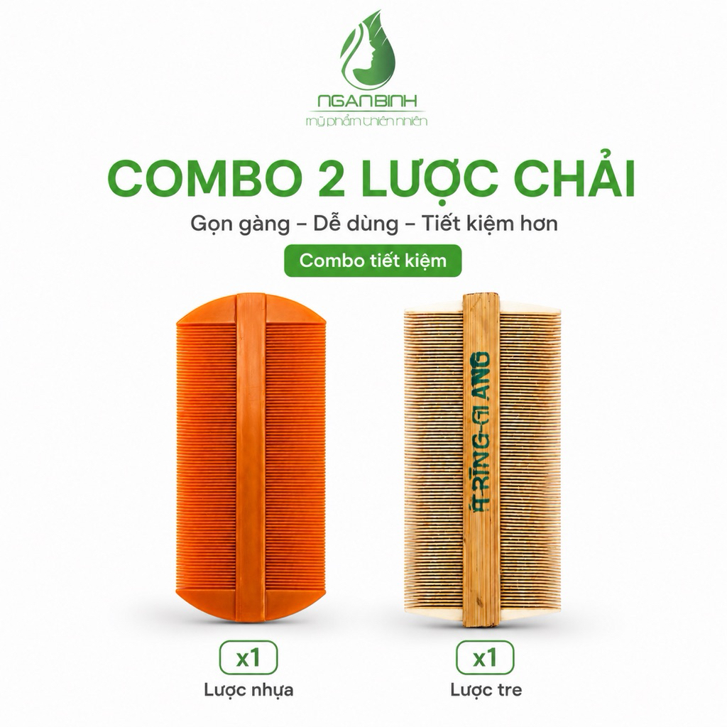 (Combo 2) Lược bí chải chí hai đầu cao cấp, lược chải chấy răng siêu dày 0.1mm làm sạch trứng an toàn dịu nhẹ cho bé