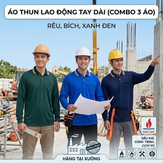 ÁO THUN LAO ĐỘNG TAY DÀI (combo 3 áo_rêu,bích, xám_ hàng tại xưởng)