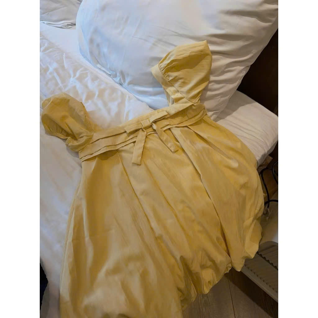 Váy Bí Dáng Phồng Nữ Đính Nơ Kèm Quần Bảo Hộ Chất Gió Mềm Vintage Tiểu Thư Hàn Quốc Joolate V879